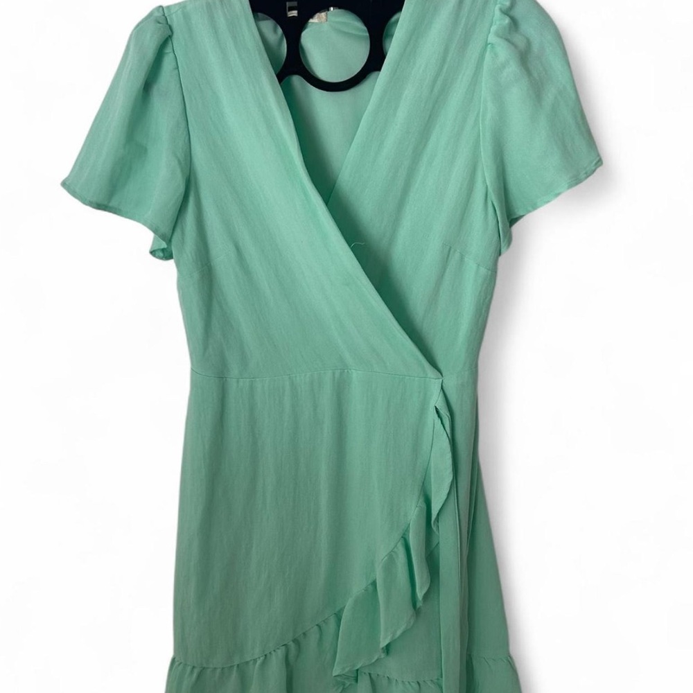 Elegant Mint Green Wrap Dress